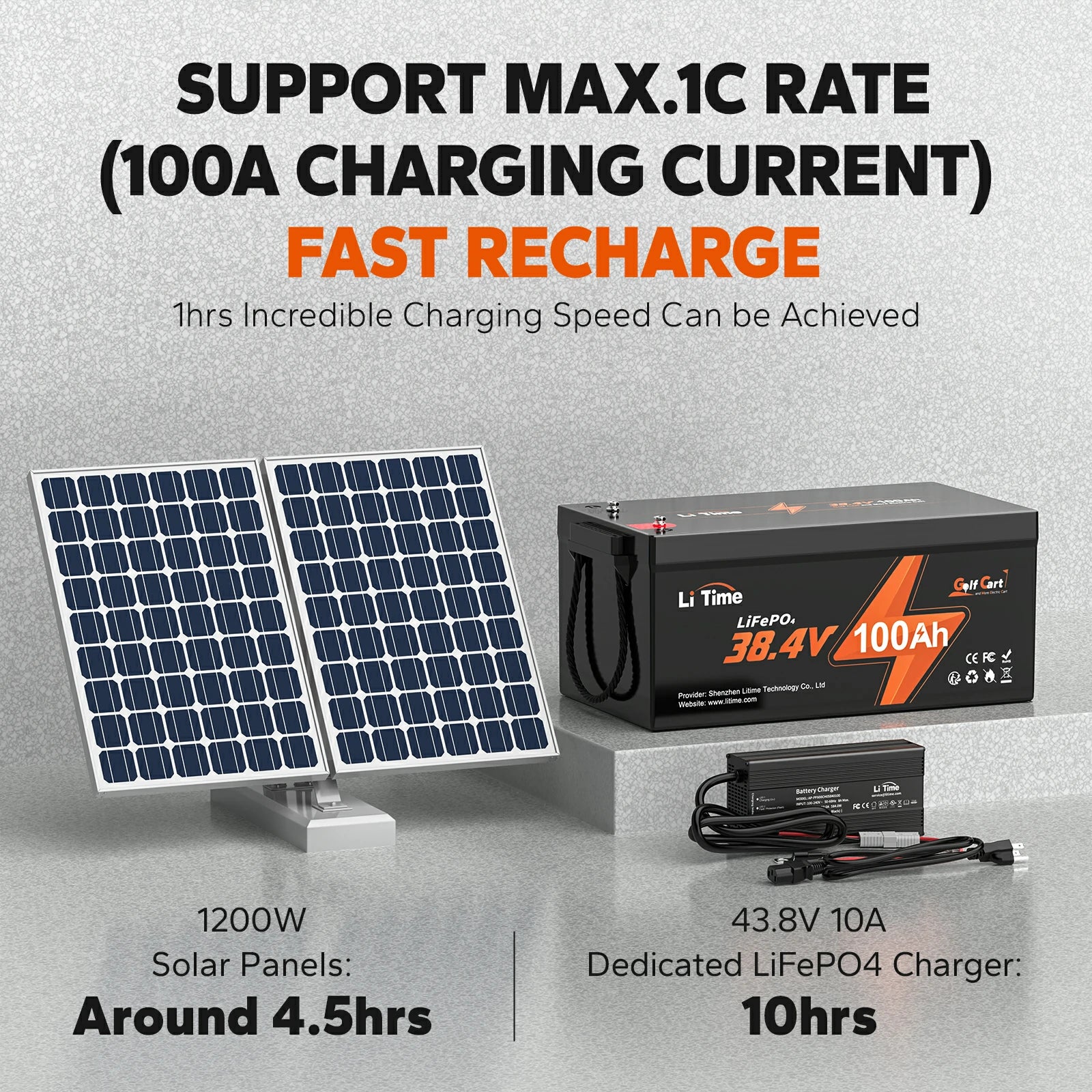 LiTime36V_38.4V_100Ah3.84KWhLiFePO4golfcartlithiumbattery_built-in200ABMS_maximumpower7.68KW_suitablefor4KWmotor_Support2Cdischarge_Perfectforgolfcart_lawnmow9